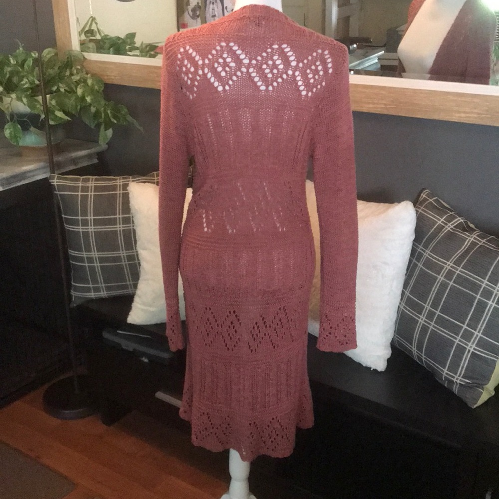 Rose/Pink Duster Cardigan Sweater - Picture 8 of 8